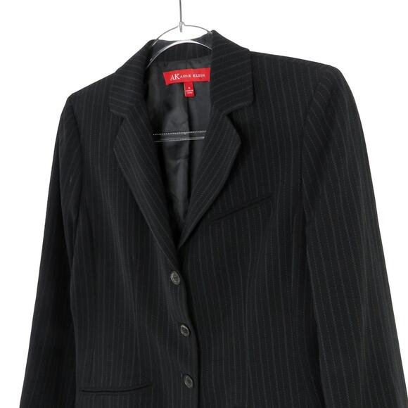 Vintage Anne Klein Black Pinstripe Blazer Formal Corpcore Small - Picture 3 of 6